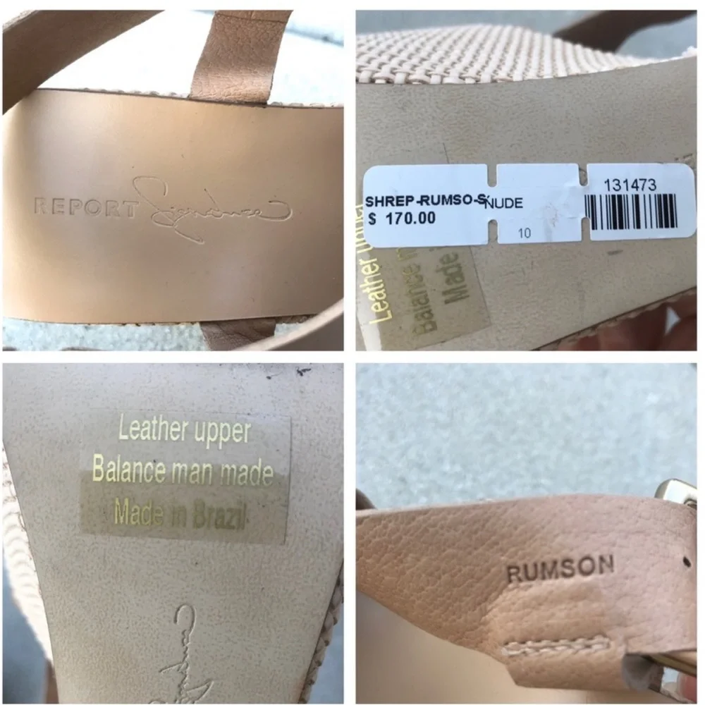 REPORT chunky PLATFORM heels mega sandals leather extreme women’s 10 Strappy tan